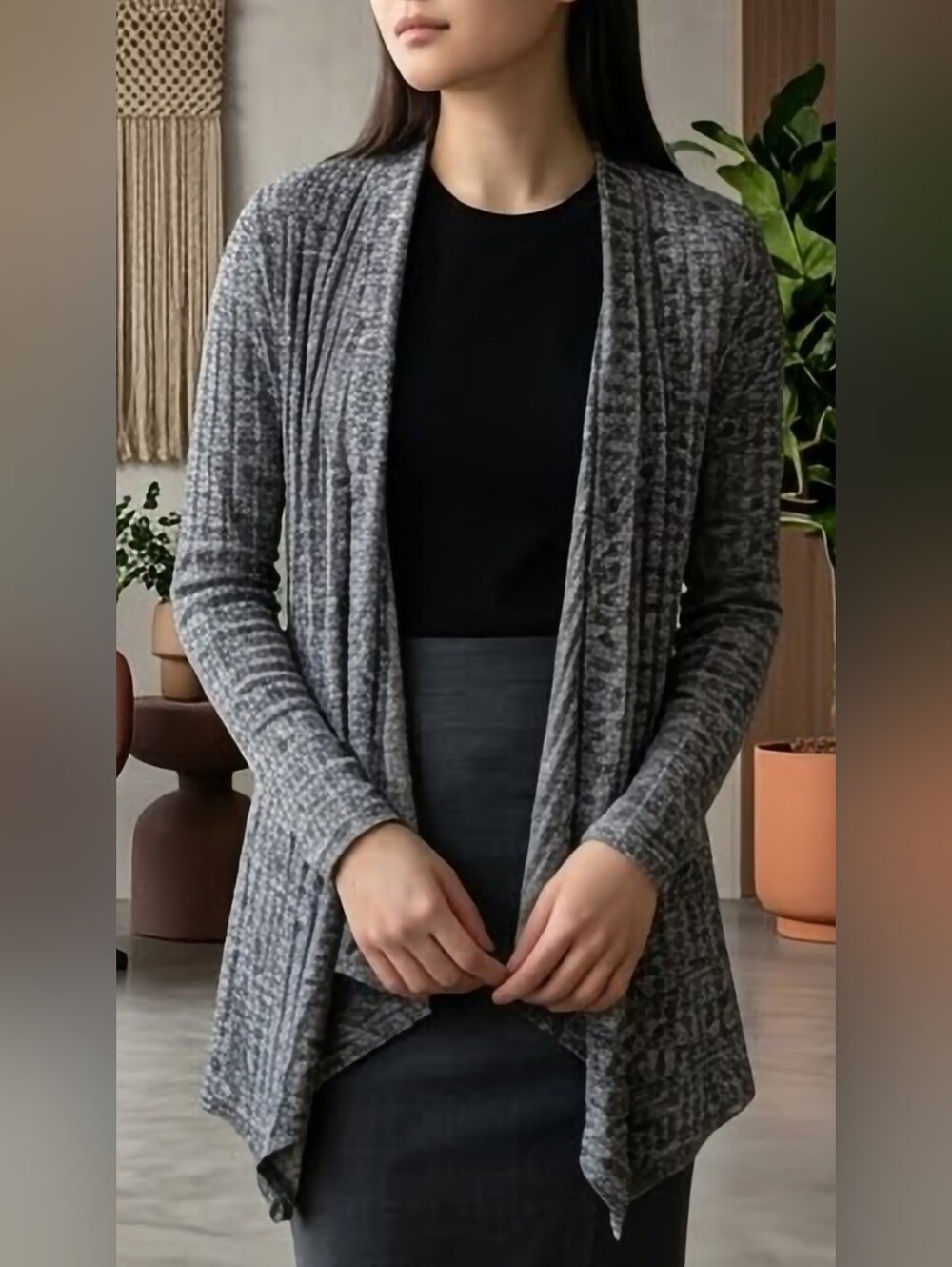 American Eagle Outfitters Heather Gray Open-Front Cardigan Viscose Blend XS